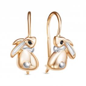 Золотые серьги КЮЗ Del'ta D1208199 с фианитом D1208199 фото