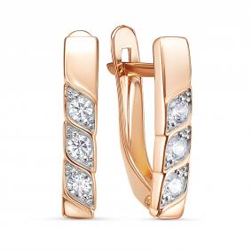 Золотые серьги КЮЗ Del'ta D1208214 с фианитом D1208214 фото