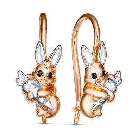 Золотые серьги КЮЗ Del'ta D1208218 с фианитом D1208218 фото