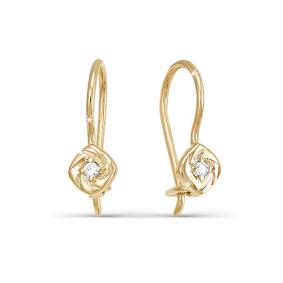 Золотые серьги КЮЗ Del'ta D120870 с фианитом D120870 фото