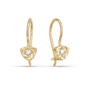 Золотые серьги КЮЗ Del'ta D120886 с фианитом D120886 фото