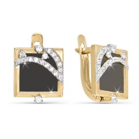 Золотые серьги КЮЗ Del'ta D120933 с фианитом D120933 фото