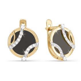 Золотые серьги КЮЗ Del'ta D120934 с фианитом D120934 фото