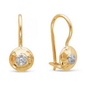 Золотые серьги КЮЗ Del'ta D120971 с фианитом D120971 фото