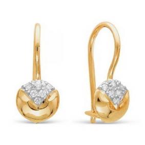 Золотые серьги КЮЗ Del'ta D120972 с фианитом D120972 фото