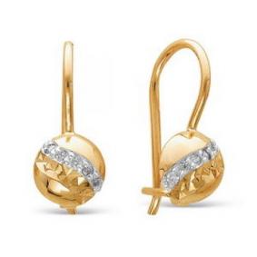 Золотые серьги КЮЗ Del'ta D120976 с фианитом D120976 фото