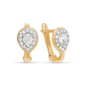 Золотые серьги КЮЗ Del'ta D121049 с фианитом D121049 фото