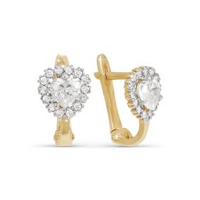 Золотые серьги КЮЗ Del'ta D121051 с фианитом D121051 фото