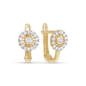 Золотые серьги КЮЗ Del'ta D121053 с фианитом D121053 фото