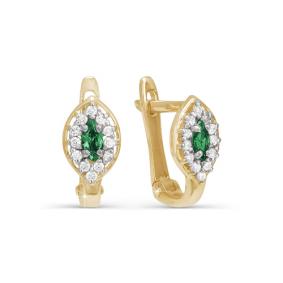 Золотые серьги КЮЗ Del'ta D121076 с фианитом D121076 фото