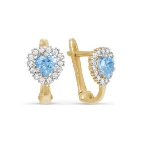 Золотые серьги КЮЗ Del'ta D121080/ф с фианитом D121080/ф фото