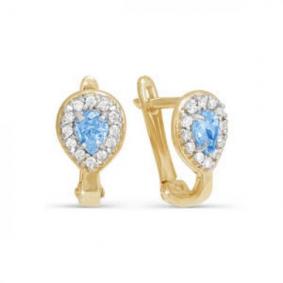 Золотые серьги КЮЗ Del'ta D121094 с фианитом D121094 фото