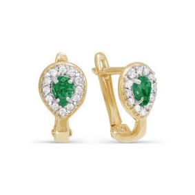 Золотые серьги КЮЗ Del'ta D121095/ф с фианитом D121095/ф фото