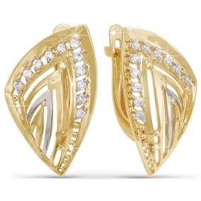 Золотые серьги КЮЗ Del'ta D121100 с фианитом D121100 фото