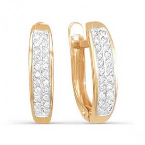 Золотые серьги КЮЗ Del'ta D121141 с фианитом D121141 фото