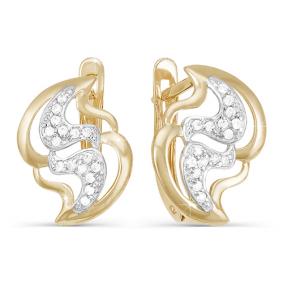 Золотые серьги КЮЗ Del'ta D121146 с фианитом D121146 фото