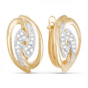 Золотые серьги КЮЗ Del'ta D121149 с фианитом D121149 фото