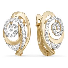 Золотые серьги КЮЗ Del'ta D121166 с фианитом D121166 фото