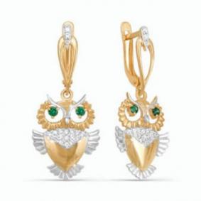 Золотые серьги КЮЗ Del'ta D121174 с фианитом D121174 фото