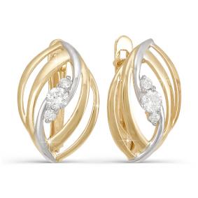 Золотые серьги КЮЗ Del'ta D121224 с фианитом D121224 фото