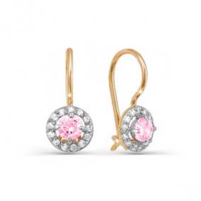 Золотые серьги КЮЗ Del'ta D121230 с фианитом D121230 фото