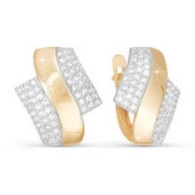 Золотые серьги КЮЗ Del'ta D121263 с фианитом D121263 фото