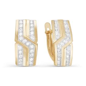 Золотые серьги КЮЗ Del'ta D121281 с фианитом D121281 фото