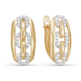 Золотые серьги КЮЗ Del'ta D121287 с фианитом D121287 фото