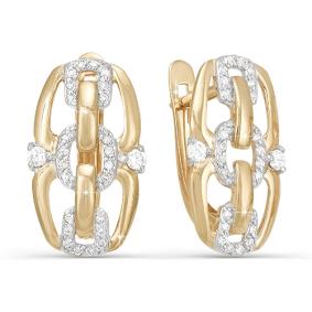 Золотые серьги КЮЗ Del'ta D121290 с фианитом D121290 фото