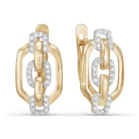 Золотые серьги КЮЗ Del'ta D121291 с фианитом D121291 фото