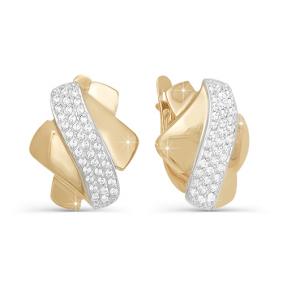 Золотые серьги КЮЗ Del'ta D121293 с фианитом D121293 фото