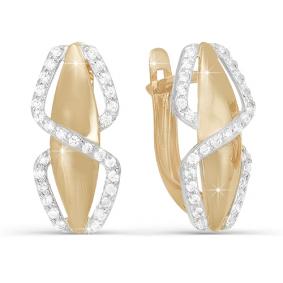 Золотые серьги КЮЗ Del'ta D121302 с фианитом D121302 фото