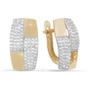 Золотые серьги КЮЗ Del'ta D121308 с фианитом D121308 фото