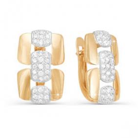 Золотые серьги КЮЗ Del'ta D121315 с фианитом D121315 фото