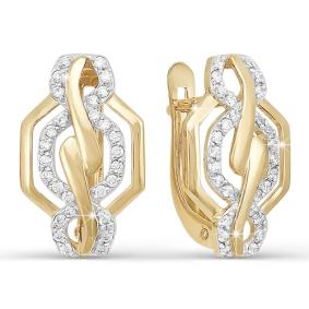 Золотые серьги КЮЗ Del'ta D121331 с фианитом D121331 фото