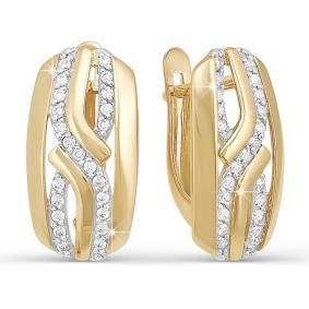 Золотые серьги КЮЗ Del'ta D121334 с фианитом D121334 фото