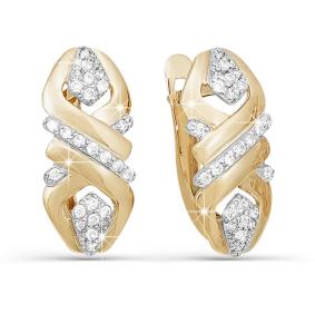 Золотые серьги КЮЗ Del'ta D121344 с фианитом D121344 фото