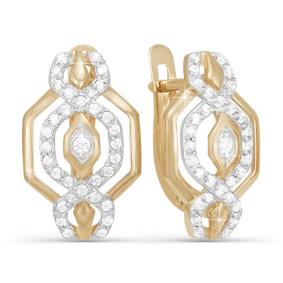 Золотые серьги КЮЗ Del'ta D121359 с фианитом D121359 фото