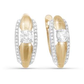 Золотые серьги КЮЗ Del'ta D121363 с фианитом D121363 фото