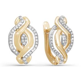 Золотые серьги КЮЗ Del'ta D121366 с фианитом D121366 фото