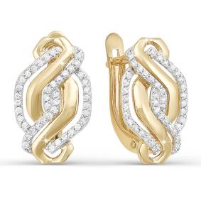 Золотые серьги КЮЗ Del'ta D121369 с фианитом D121369 фото