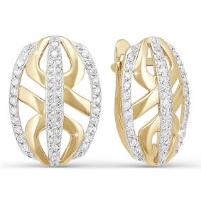 Золотые серьги КЮЗ Del'ta D121375 с фианитом D121375 фото