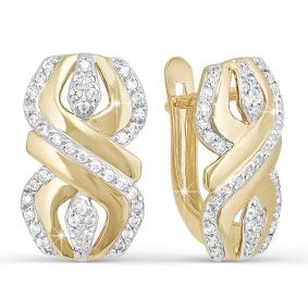 Золотые серьги КЮЗ Del'ta D121384 с фианитом D121384 фото