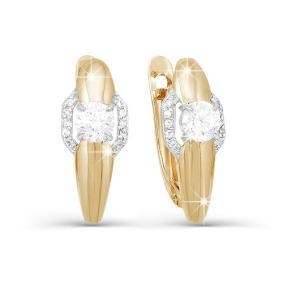 Золотые серьги КЮЗ Del'ta D121388 с фианитом D121388 фото