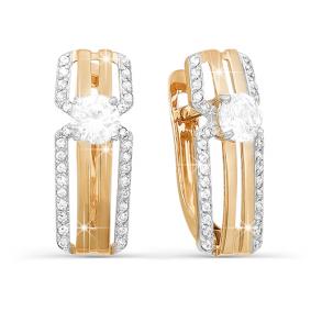 Золотые серьги КЮЗ Del'ta D121392 с фианитом D121392 фото