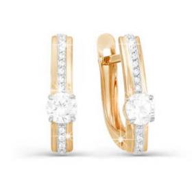 Золотые серьги КЮЗ Del'ta D121395 с фианитом D121395 фото