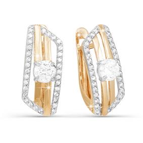 Золотые серьги КЮЗ Del'ta D121401 с фианитом D121401 фото