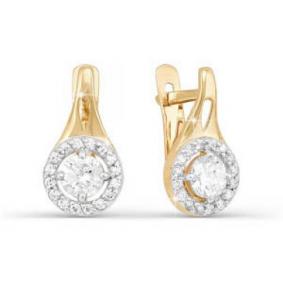 Золотые серьги КЮЗ Del'ta D121408 с фианитом D121408 фото