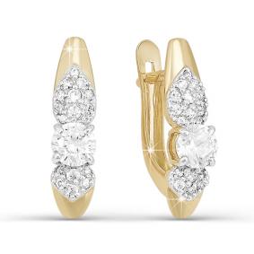 Золотые серьги КЮЗ Del'ta D121413 с фианитом D121413 фото