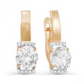 Золотые серьги КЮЗ Del'ta D121430 с фианитом D121430 фото